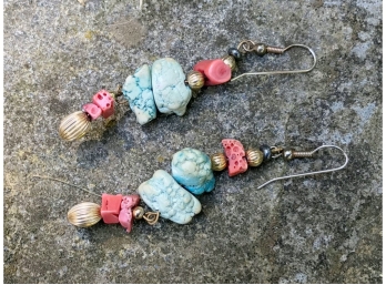 Coral & Stone Earrings