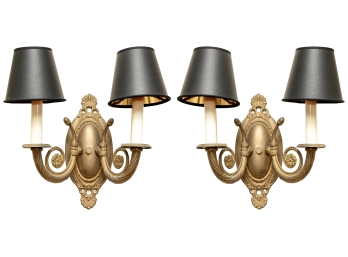 Pair Of Bronze Electrified Wall Sconces