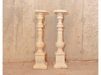 Pair Tall Cast Iron Candle Holders