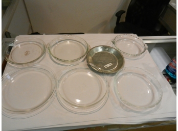 Seven Vintage Glass & Metal Pie Plates