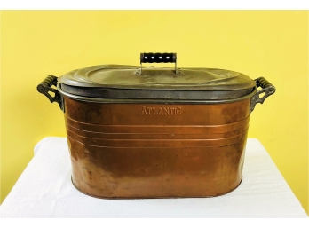 Distressed Farm Style Atlantic Copper Clad Planter/Tub With Lid