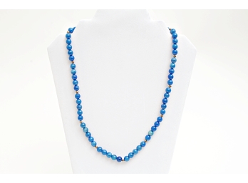 Possibly Lapis & Gold Tone Beaded Necklace