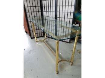 Brass And Plate Glass Sofa Table