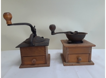 Two Antique Coffee Mill Grinders