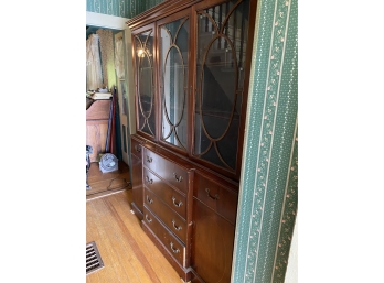 Gorgeous Cherry China Cabinet With Butlers Desk Feature