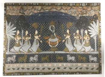 19th C. East Indian 'Pichwai' Painted Textile Of Vishnu