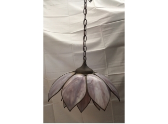 Vintage Double Tulip Lotus Flower Slag Glass Hanging Lamp Swag Light
