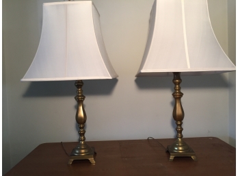 Pair Of Brass Candlestick Table Lamps