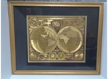Nova Totius Terrarum Orbis Tabula Auctore Gold Plated Framed Map