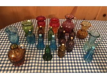 Group Of Colored Glass Items