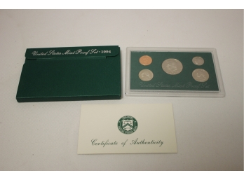 1994 United States Mint Proof Set Of Coins With COA