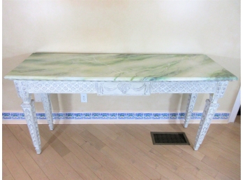 Venetian Style Antiqued And Faux Marble Painted Console Table