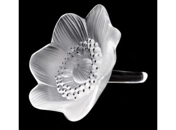 Lalique Anemone Flower Sculpture Paperweight