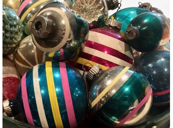 SHINY BRITE Striped Glass Christmas Ornaments - OVER 60 ORNAMENTS!!