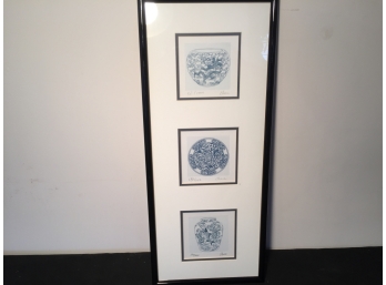 Three Signed And Numbered  Prints In Single Frame By Chinese Artist Chan Kong