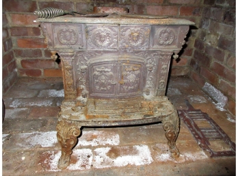 Antique Cast Iron Ornate Small Stove