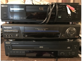 Toshiba DVD Player, Panasonic VHS Player & KLH CD Player