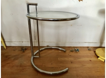 Chrome & Glass Side Table (Height Adjustable)
