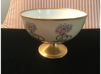 Hand Painted Footed Bone China Floral Bowl