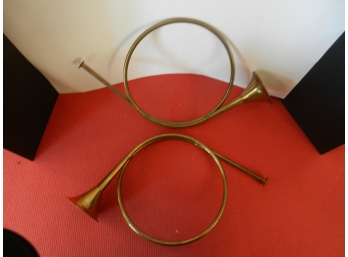 Set Of 2 Brass Decorative Horns