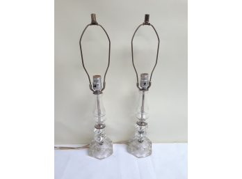 Antique Etched Clear Glass Lamps