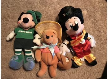 Two Mickey Mouse & Whinne The Pooh Stuffed Toys
