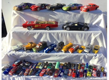 Large Group Of Various Sized Diecast Toy Vehicles Featuring Replica Of 'The Monkee's' Car