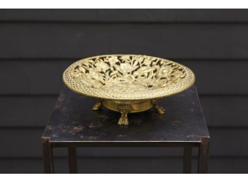Early 20th Century Ornamented Gilt Bronze Ormulu Bowl On Claw Feet