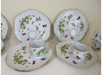 Set Of Beautifully Decorated Butterfly Plates And Cups