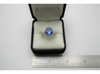 Sterling Blue Stone Ring - Size 8
