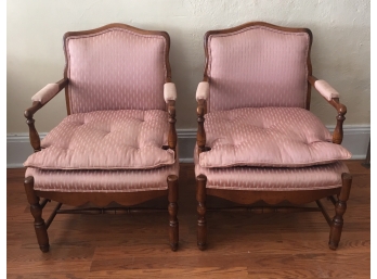 Pair Of Rose Upholstered Arm Chairs