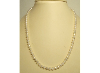 18' Cream Color 5mm Cultured Pearl Necklace With 14k Gold Clasp