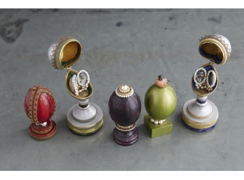 Collection Of Five Very Decorative Faux Faberge Eggs, Two Of Them Which Open