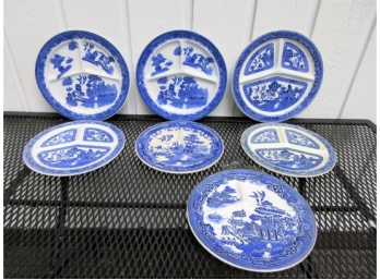Group Of Antique  Blue Willow Plates