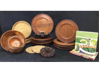Wooden Plates & Bowls Grouping