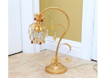 Decorative Gilt & Crystal Table Lamp