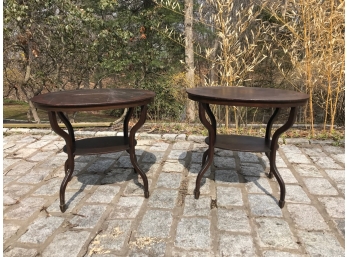 Pair Antique Oval Console Tables