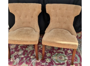 Pair Of Elegant Pier One Upholstered Accent Dining Chairs