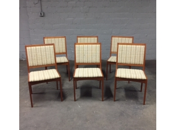 Mid Century Modern Set Of 6 Swedish Designed Teak Dining Chairs With Original Upholstery