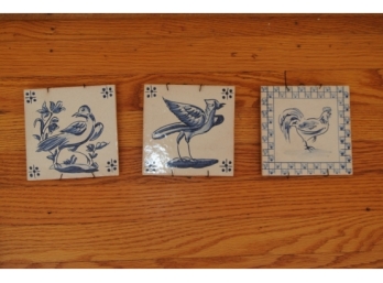 Blue And White Delft Tiles With Birds