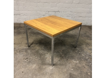 Knoll Style Chrome And Laminate Coffee Or Side Table