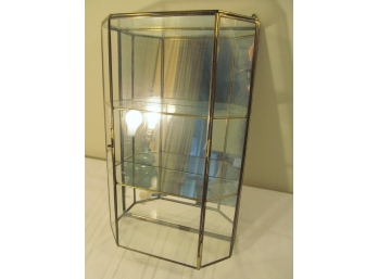 Brass And Glass Mirrored Display Case For Miniatures