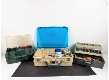 Three Tackle Boxes With Assorted Tackle