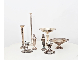 Group Of Eight Weighted Silver Items