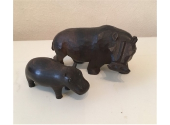 Two Wood Hippopotamus