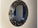Laser Cut Metal And Faux Gemstone Framed Round Mirror