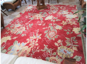 Colorful Floral Crate And Barrel Wool Area Rug - 8' X 9' 10'