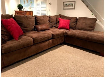 Brown Micro Suede Sectional Sofa