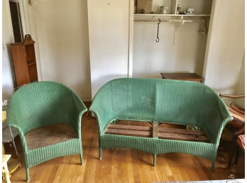 2 Pc Wicker Set Couch & Chair (Needs Cushions)