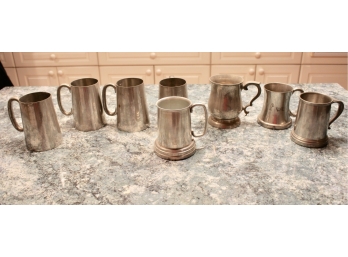Eight Pewter Mugs (most Marked)